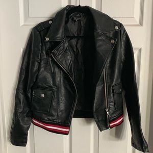 Faux leather stripe jacket